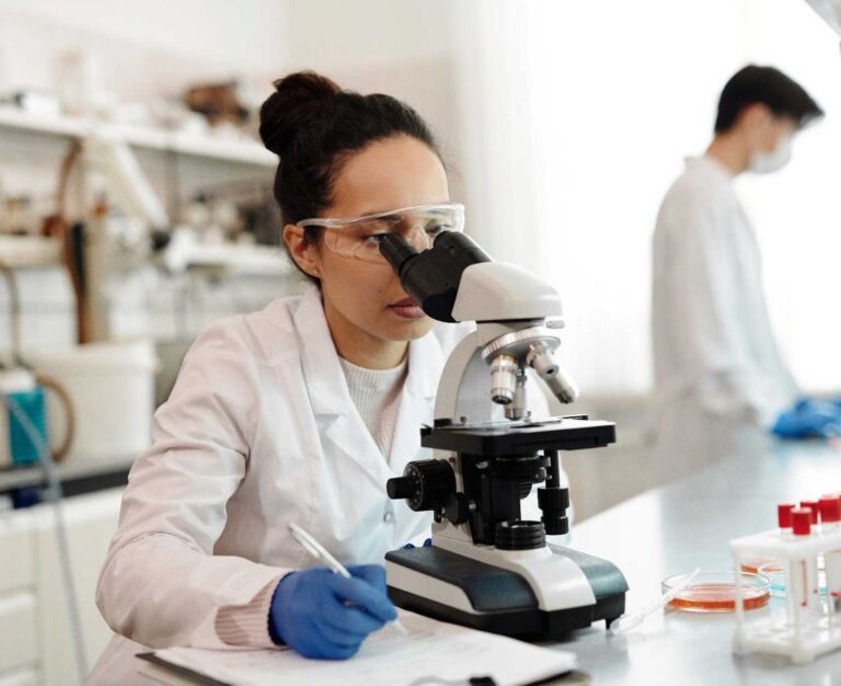 Woman with microscope